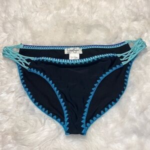 Jessica Simpson Womens Black Lattice Embroidered Swim Bottom Separates X…